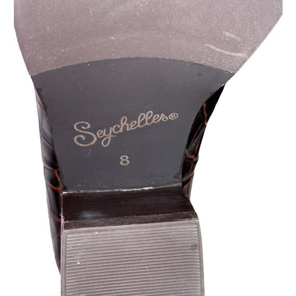 Seychelles Floodpain Booties Croc Embossed Leather Ankle Boots Back Zip Up 8 - Picture 10 of 11